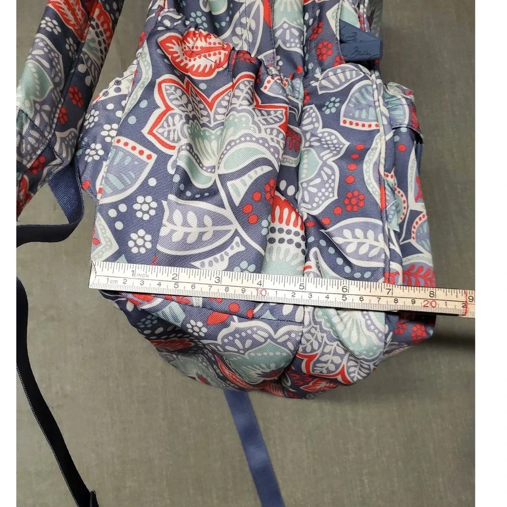 Vera Bradley Nomadic Floral Lighten Up Backpack Gray Coral Mint Canvas Bag